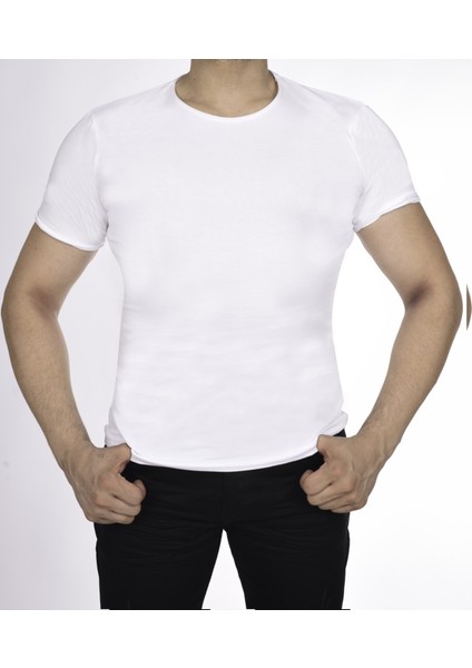 Suprem Kısa Kol Pis Dikiş Slimfit Düz Tshirt -1884