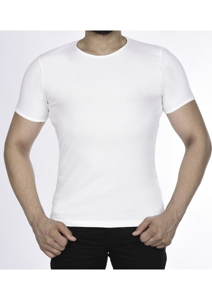 Suprem Kısa Kol Pis Dikiş Slimfit Düz Tshirt -1884