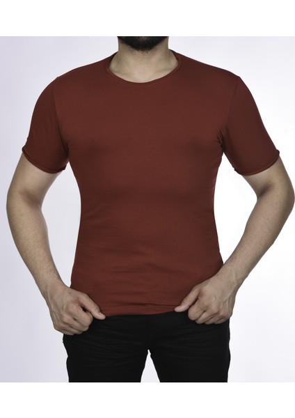 Suprem Kısa Kol Pis Dikiş Slimfit Düz Tshirt -1884