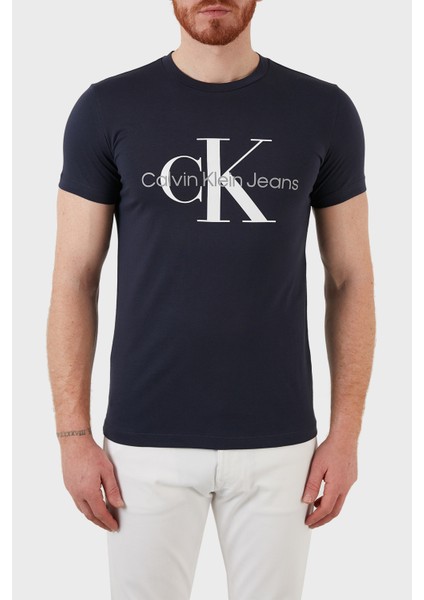 Erkek Core Monogram Slim Lacivert T-Shirt