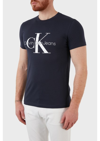 Erkek Core Monogram Slim Lacivert T-Shirt