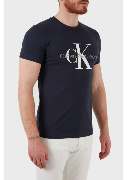 Erkek Core Monogram Slim Lacivert T-Shirt