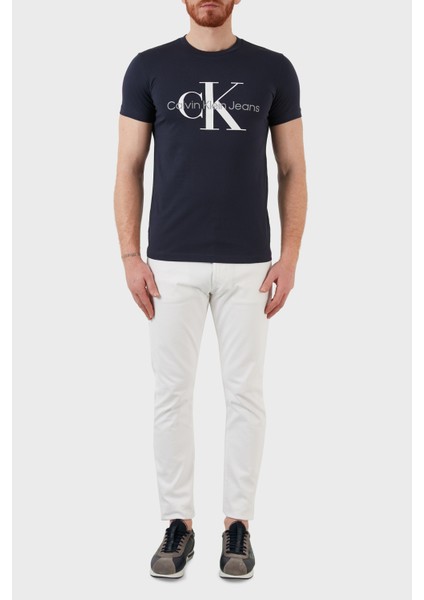 Erkek Core Monogram Slim Lacivert T-Shirt