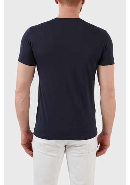 Erkek Core Monogram Slim Lacivert T-Shirt