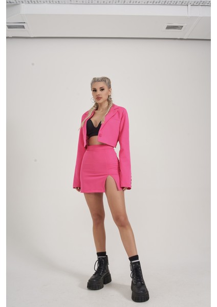 Kadın Pembe Mini Boy Yırtmaçlı Panky Etek fiyatları