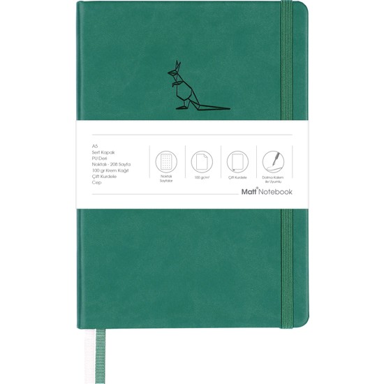 Matt Notebook A5 Defter Noktalı Yeşil
