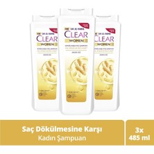 Clear Women Kepeğe Karşı Etkili Şampuan Saç Dökülmesine Karşı Zencefil Özü 485 ml X3