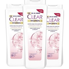 Clear Women Kepeğe Karşı Etkili Şampuan Yumuşak Parlak Kiraz Çiçeği Esansı & Keratin 485 ml X3