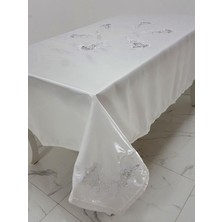 Finezza Anjelica Lüx İncili Dantelli Monoray Kumaş Beyaz Masa Örtüsü  Dikdörtgen 170x330 cm - 1020