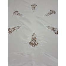 Finezza Anjelica Lüx İncili Dantelli Monoray Kumaş Beyaz Masa Örtüsü  Dikdörtgen 170x330 cm - 1020