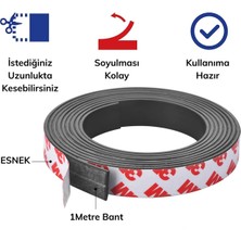 Yapışkanlı Şerit Mıknatıs Magnet Kes Kullan Güçlü Sağlam Rulo Çıkarılması Kolay Siyah 2cm x 1 Mt-