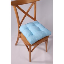 Lina Mavi Pofidik Sandalye Minderi Özel Dikişli Bağcıklı 40X40Cm
