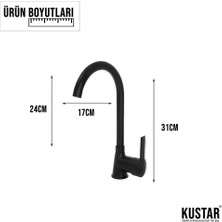 Kustar Grozni Komple Siyah Mutfak Evye Bataryası Delta Borulu