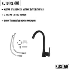 Kustar Grozni Komple Siyah Mutfak Evye Bataryası Delta Borulu