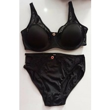 Le Jardin  5035 Soft Kapli Dantel Geniş Aski Sütyen Takım Siyah