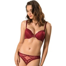 Le Jardin  5040 Fantezi Destekli Sütyen Külot Takım Taşlı Silikonlu Push Up