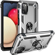 Tekno Grup Samsung Galaxy A03S Kılıf Çift Katmanlı Yüzüklü Manyetik Vega Kapak + Tam Kaplayan 6d Nano Ekran Koruyucu