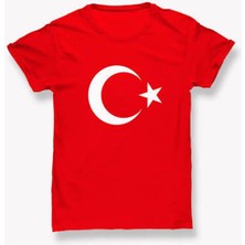 Rapapa Unisex Bayrak Baskılı Tişört Kırmızı 1247-