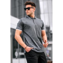 Madmext Füme Düz Polo Yaka Erkek Tişört