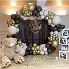 Best Parti Krom Gold Çikolata Kahve ve Beyaz Balon Balon Seti 100 Adet+5 mt Balon Zinciri