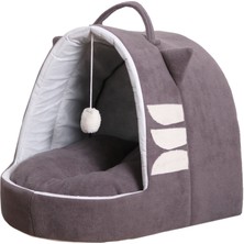 Beyzatex Gri Renk Yumuşak Kedi Köpek Yatağı 45x40x40 cm Yıkanabilir Hassas Ciltler İçin