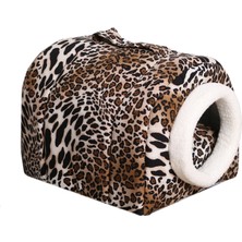 Beyzatex Leopar Desen Taşıma Kedi Köpek Yatağı Yuvası