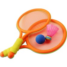 ST Decor Çocuklar İçin Plastik Badminton Tenis Raketi Seti - Turuncu (Yurt Dışından)