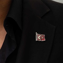 gmush Gümüş Türk Bayrağı Rozet
