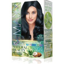 Maxx Deluxe 2 Paket Natural Beauty Amonyaksız Saç Boyası 1.1 Mavi Siyah