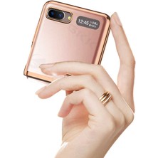 Smcase Samsung Galaxy Z Flip Kılıf Şeffaf Kenar Renkli Sert Gold