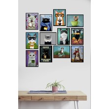 Takivis Kedi 12 Parça Mdf Tablo