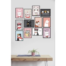 Takivis Kedi 12 Parça Mdf Tablo