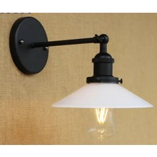 Retro Siyah Mafsalı Beyaz Başlıklı Metal Aplik 23CM
