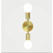 Rys Retro Gold Metal 2 Li Dekoratif Rustik Duvar Aplik