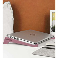 BK Kişiye Özel Taşınabilir Ahşap Pembe Notebook Laptop Standı