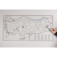 Sihirli Tahta Kağıt Tahta Türkiye Haritası  93X48 cm + Kalem