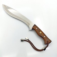 El Yapımı Kukri Bıçak Kamp Bıçağı Kök Ceviz Kabzeli Paslanmaz Av Bıçağı Deri Kılıflı Bıçak