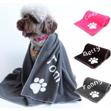 Patimio Isme Özel Kedi Köpek Polar Battaniye Yatağı 100X70 Gri