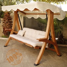 Antik Garden Ahşap Bahçe Salıncağı  Kestane Ağacı, El Yapımı Kahve Çizgili S2500