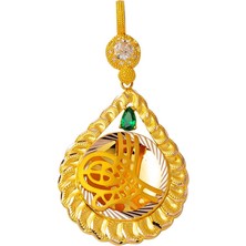 Bilezikci Damla Tuğra Yeşil Taşlı Altın Kolye Ucu