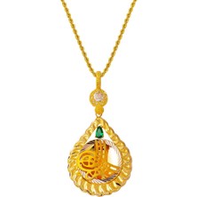 Bilezikci Damla Tuğra Yeşil Taşlı Altın Kolye