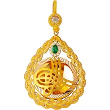 Bilezikci Saç Örgüsü Tuğralı Altın Kolye Ucu