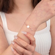 Miavi Silver 925 Ayar Gümüş Beyaz Opal Taşlı Güneş Bileklik
