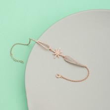 Ravza Gümüş 925 Ayar Gümüş Kanatlı Beyaz Taşlı Kutup Yıldızı Bileklik