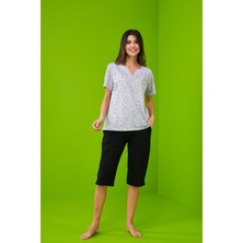 Pjs 23167 Kadın Desenli Kapri Takım