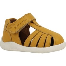 Kids A More Winco Tek Cırtlı Deri Yumuşak Ilk Adım Sandaleti Sarı