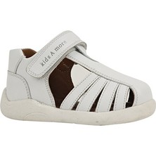 Kids A More Winco Tek Cırtlı Deri Yumuşak Ilk Adım Sandaleti Beyaz