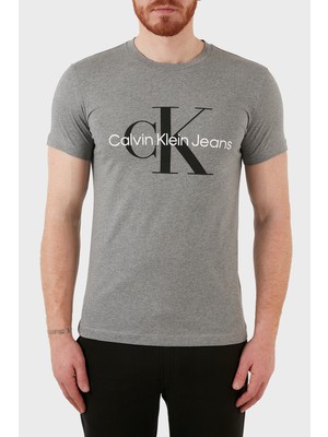 Calvin Klein Erkek Core Monogram Slim Gri T-Shirt