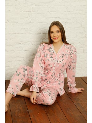 Akbeniz Kadın Pamuk Penye Pileli Pijama Takım 17101