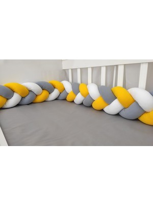 Meleğin Işıklı Topları 360 cm 3'lü Örgü Koruma /60X120 Anne Yanı Park Beşik - Yatak Koruyucu